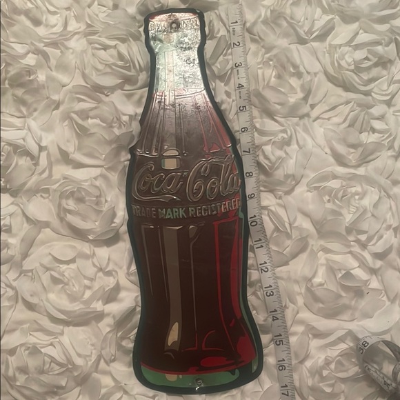 Vintage Coca-Cola Embossed Bottle Sign in Red and Silver - Picture 1 of 4